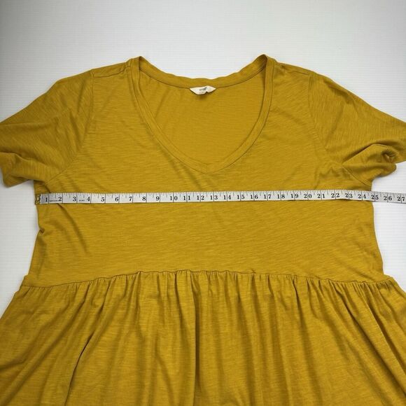 Terra & Sky Yellow Top Size 2X V-Neck Flowy Fit Flare Stretch Blouse Peasant - Picture 6 of 8